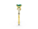 Yellow gold Round Cut Diamond Solitaire Ring with Pavé Band and Prong Setting_2