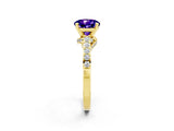Yellow gold Round Cut Diamond Solitaire Ring with Pavé Band and Prong Setting_2