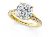 Yellow gold Round Cut Diamond Solitaire Ring with Pavé Band and Prong Setting_32