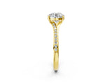Yellow gold Round Cut Diamond Solitaire Ring with Pavé Band and Prong Setting_33