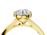 Yellow gold Round Cut Diamond Solitaire Ring with Pavé Band and Prong Setting_35