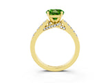 Yellow gold Round Cut Diamond Solitaire Ring with Pavé Band and Prong Setting_3