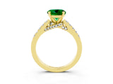 Yellow gold Round Cut Diamond Solitaire Ring with Pavé Band and Prong Setting_3
