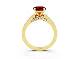 Yellow gold Round Cut Diamond Solitaire Ring with Pavé Band and Prong Setting_3