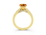 Yellow gold Round Cut Diamond Solitaire Ring with Pavé Band and Prong Setting_3