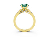 Yellow gold Round Cut Diamond Solitaire Ring with Pavé Band and Prong Setting_3