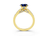 Yellow gold Round Cut Diamond Solitaire Ring with Pavé Band and Prong Setting_3