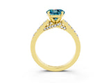 Yellow gold Round Cut Diamond Solitaire Ring with Pavé Band and Prong Setting_3