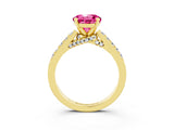 Yellow gold Round Cut Diamond Solitaire Ring with Pavé Band and Prong Setting_3