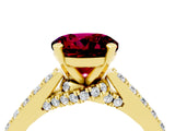 Yellow gold Round Cut Diamond Solitaire Ring with Pavé Band and Prong Setting_4
