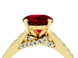 Yellow gold Round Cut Diamond Solitaire Ring with Pavé Band and Prong Setting_4