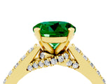 Yellow gold Round Cut Diamond Solitaire Ring with Pavé Band and Prong Setting_4