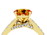 Yellow gold Round Cut Diamond Solitaire Ring with Pavé Band and Prong Setting_4