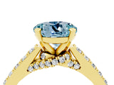 Yellow gold Round Cut Diamond Solitaire Ring with Pavé Band and Prong Setting_4