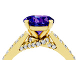 Yellow gold Round Cut Diamond Solitaire Ring with Pavé Band and Prong Setting_4
