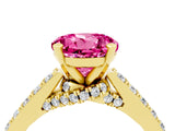 Yellow gold Round Cut Diamond Solitaire Ring with Pavé Band and Prong Setting_4