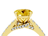 Yellow gold Round Cut Diamond Solitaire Ring with Pavé Band and Prong Setting_4