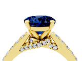 Yellow gold Round Cut Diamond Solitaire Ring with Pavé Band and Prong Setting_4