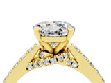 Yellow gold Round Cut Diamond Solitaire Ring with Pavé Band and Prong Setting_4