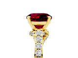 Yellow gold Round Cut Diamond Solitaire Ring with Pavé Band and Prong Setting_5
