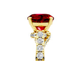 Yellow gold Round Cut Diamond Solitaire Ring with Pavé Band and Prong Setting_5