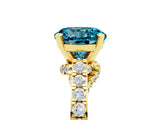 Yellow gold Round Cut Diamond Solitaire Ring with Pavé Band and Prong Setting_5