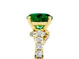Yellow gold Round Cut Diamond Solitaire Ring with Pavé Band and Prong Setting_5