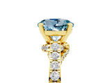 Yellow gold Round Cut Diamond Solitaire Ring with Pavé Band and Prong Setting_5
