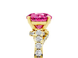 Yellow gold Round Cut Diamond Solitaire Ring with Pavé Band and Prong Setting_5