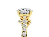 Yellow gold Round Cut Diamond Solitaire Ring with Pavé Band and Prong Setting_5