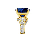 Yellow gold Round Cut Diamond Solitaire Ring with Pavé Band and Prong Setting_5