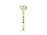 Yellow gold Round Cut Diamond Solitaire Ring with Pave Band and Four Prong Setting_139