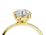 Yellow gold Round Cut Diamond Solitaire Ring with Pave Band and Four Prong Setting_141