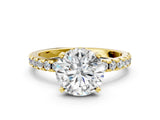 Yellow gold Round Cut Diamond Solitaire Ring with Round  Pavé Band and Four-Prong Setting_49