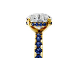 Yellow gold Round Cut Diamond Solitaire Ring with Round with Blue Sapphire side stone Pavé Band and Four-Prong Setting_41