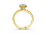 Yellow gold Round Cut Diamond Solitaire Ring with Round with Citrine side stone Pavé Band and Four-Prong Setting_39