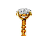 Yellow gold Round Cut Diamond Solitaire Ring with Round with Citrine side stone Pavé Band and Four-Prong Setting_41