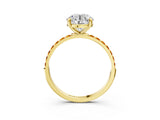 Yellow gold Round Cut Diamond Solitaire Ring with Round with Citrine side stone Pavé Band and Prong Setting_15