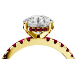 Yellow gold Round Cut Diamond Solitaire Ring with Round with Garnet side stone Pavé Band and Four-Prong Setting_40