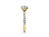 Yellow gold Round Cut Diamond Solitaire Ring with Round with Moissanite side stone Pavé Band and Four-Prong Setting_38