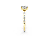 Yellow gold Round Cut Diamond Solitaire Ring with Round with Moissanite side stone Pavé Band and Prong Setting_14