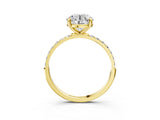Yellow gold Round Cut Diamond Solitaire Ring with Round with Moissanite side stone Pavé Band and Prong Setting_15