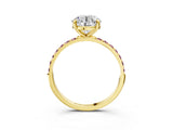 Yellow gold Round Cut Diamond Solitaire Ring with Round with Morganite side stone Pavé Band and Prong Setting_15