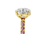 Yellow gold Round Cut Diamond Solitaire Ring with Round with Morganite side stone Pavé Band and Prong Setting_17