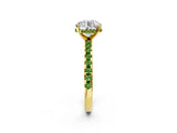 Yellow gold Round Cut Diamond Solitaire Ring with Round with Peridot side stone Pavé Band and Four-Prong Setting_38