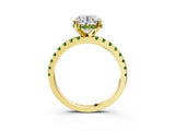 Yellow gold Round Cut Diamond Solitaire Ring with Round with Peridot side stone Pavé Band and Four-Prong Setting_39