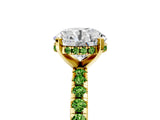 Yellow gold Round Cut Diamond Solitaire Ring with Round with Peridot side stone Pavé Band and Four-Prong Setting_41