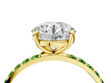 Yellow gold Round Cut Diamond Solitaire Ring with Round with Peridot side stone Pavé Band and Prong Setting_4
