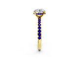 Yellow gold Round Cut Diamond Solitaire Ring with Round with Tanzanite side stone Pavé Band and Four-Prong Setting_38