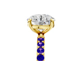 Yellow gold Round Cut Diamond Solitaire Ring with Round with Tanzanite side stone Pavé Band and Prong Setting_17